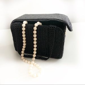 Vintage La Regale Black Beaded Box Purse